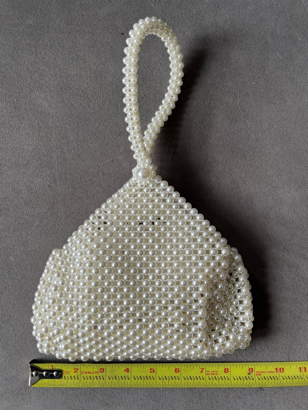 Pearl Beaded Wristlet Clutch - Cream